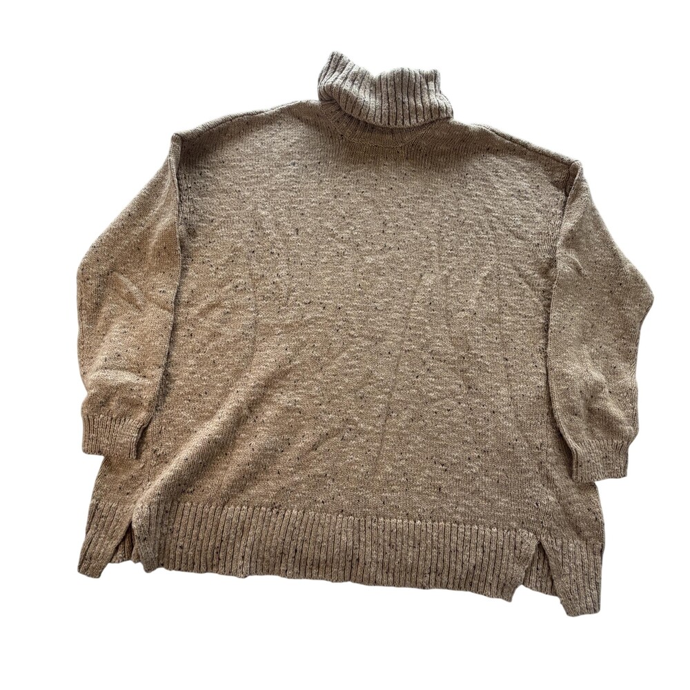 J. Jill Sweater Womens Small Beige Speckled Turtleneck Knit Pullover Relaxed